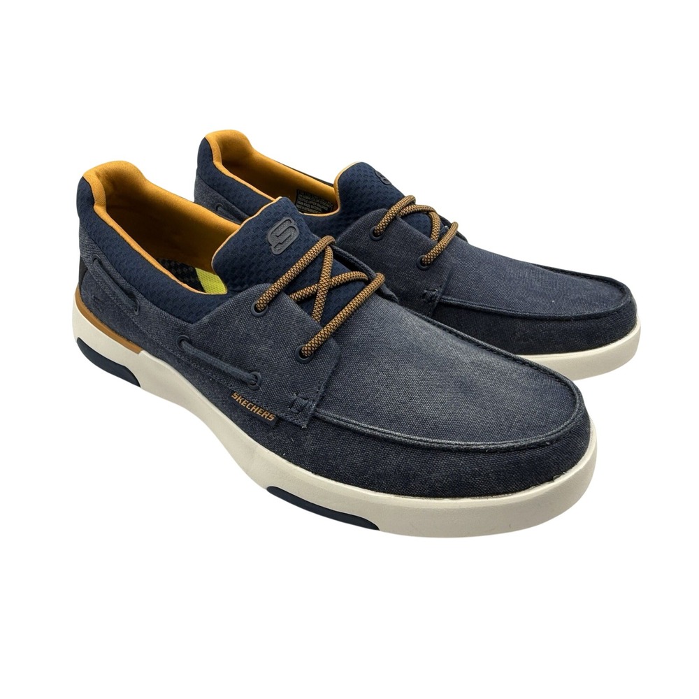 Skechers Bellinger Garmo Slip On Comfort Boat Shoes Loafers Men Sz 12 Navy
